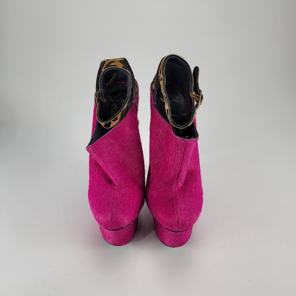 LONDON TRASH Real fur Wynne Platform Heels in Pink Pony - Size 7.5 - Picture 6 of 8